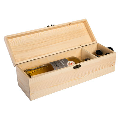 Coffrets bois avec couvercle à rabat - 1 bouteille - 11 x 34,5 cm - Coffrets pour bouteilles de vin, Boîtes pour bouteilles de vin-3