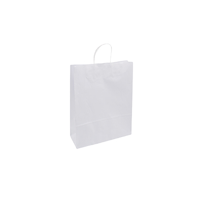 Sac kraft blanc poignées torsadées 24+10x31cm 100g/m² (x200) - Sacs kraft blanc poignées torsadées