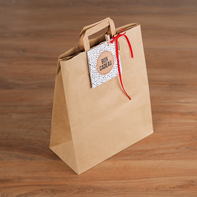 Sacs cabas kraft - Sacs kraft brun poignées plates-1