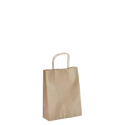 Sac kraft brun à poignées torsadées 18+7x24cm 100g/m² (x50) - Sacs kraft brun poignées torsadées