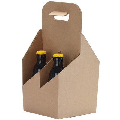 Porte-bouteilles carton kraft 4 bières Steinie 33 cl brun 15 + 15 x 32 cm, paquet de 30 - Mètres de bières, Emballages pour bouteilles de bières-1