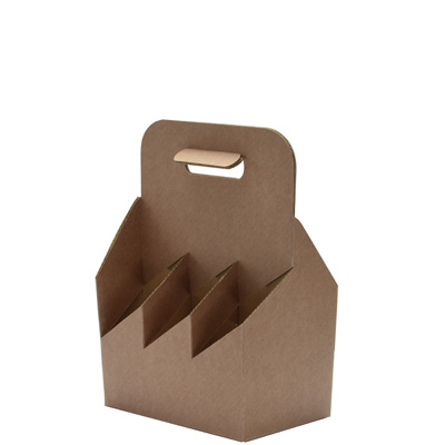 Porte-bouteilles carton kraft 6 bières Long Neck 33 cl brun 19,5 + 13 x 29 cm - paquet de 30 - Mètres de bières, Emballages pour bouteilles de bières