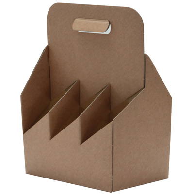 Porte-bouteilles carton kraft 6 bières Steinie 33 cl brun 22,5 + 15 x 32 cm, paquet de 30 - Mètres de bières, Emballages pour bouteilles de bières