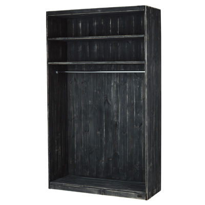 Armoire à vêtements bois noir charbonneux 120 x 45 x 200 cm - Ligne Tradition