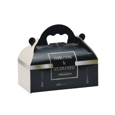 Boite patissiere poignée inspirations noir/or 16x18x7cm - Boîtes pâtissières-1