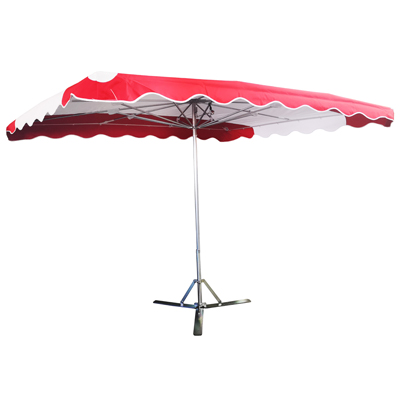 Parasol professionnel de marché télescopique - Parasol forain - Rouge / Blanc - 300 x 250 cm - armature alu, toile + housse - Parasols de marché, Parasols forains