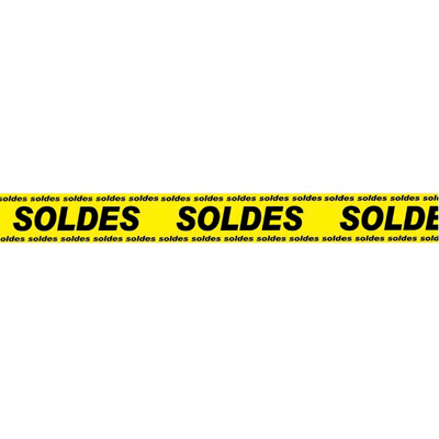 Banderole SOLDES 15 cm x 10 m jaune/noir - Affichage Soldes - Banderoles Soldes et Destockage
