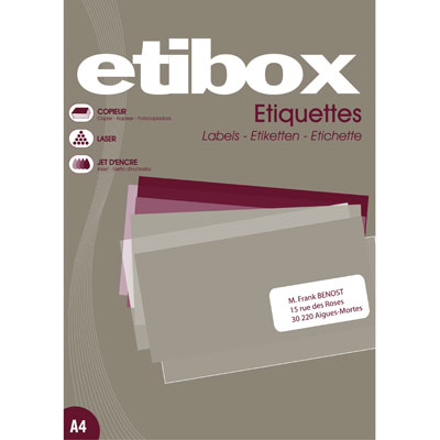 1200 Étiquettes adhésives blanches multi-usages 105 x 48 mm Etibox - Étiquettes adhésives neutres
