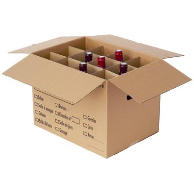 Croisillon carton séparation bouteilles ou verres pour carton 36L - Caisses américaines cartons