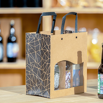 Sac kraft pour 6 bouteilles de bière 25 à 33 cl 15 + 15 x 26 cm, paquet de 10 - Mètres de bières, Emballages pour bouteilles de bières-2