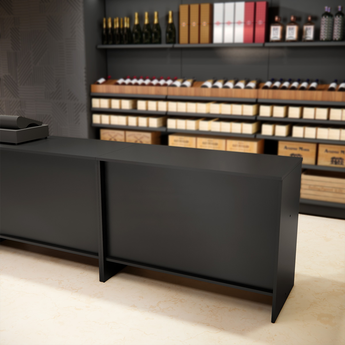 Comptoir d'accueil noir mat 88 x 120 x 52 cm - Comptoirs One-2