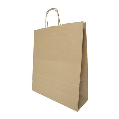 Sac kraft brun à poignées torsadées 36+12x41cm 100g/m² (x250) - Sacs kraft brun poignées torsadées
