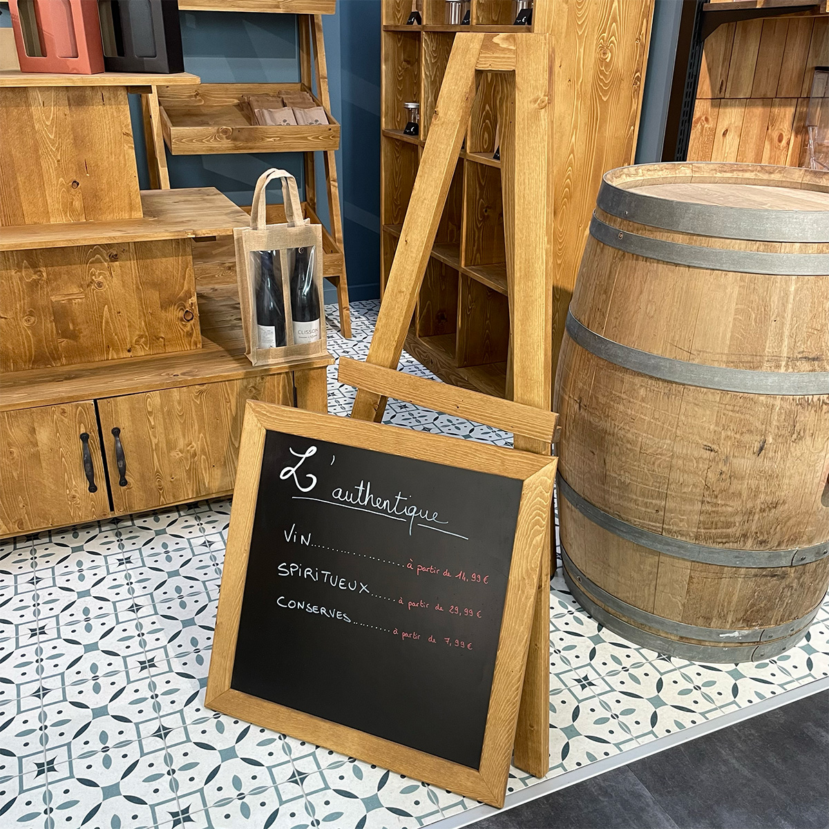 Chevalet trépied avec ardoise bois massif 60 x 120 cm - Chevalet ardoise pro - Ligne Authentique-2