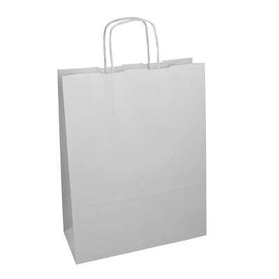 Sac kraft blanc à poignées torsadées 46+16x49cm 110g/m² (x50) - Sacs kraft blanc poignées torsadées