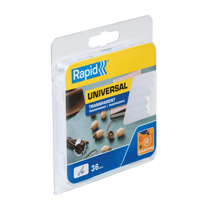 Bâton de colle transparente universelle ø 7mm x 90 mm pour pistolet Rapid - Lot de 36 - Dévidoirs, adhésifs, colles