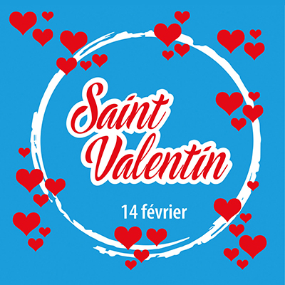 Sticker Saint Valentin 14 février 50 x 50 cm blanc / rouge - Affiches St Valentin