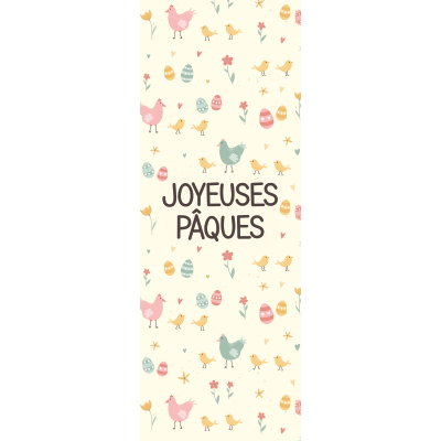 Affiche vitrine Joyeuses Pâques 42 x 115 cm pastel - Décors de Pâques