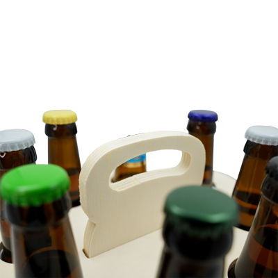 Tourniquet porte bouteilles de bière en bois avec poignée 8 bières 33 cl - Mètres de bières, Emballages pour bouteilles de bières-3