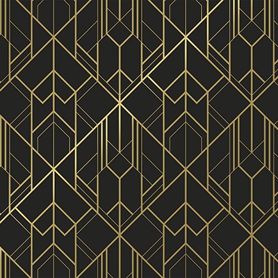 Papier cadeau Art Grafik couché blanc 70 cm x 25 m, noir / or, 80 g/m² - Papier cadeaux couchés à motifs