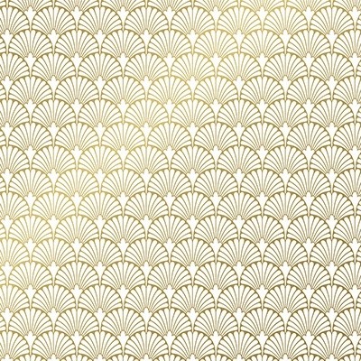 Papier cadeau Rétro couché blanc 30 cm x 50 m, blanc / or, 80 g/m² - Papier cadeaux couchés à motifs