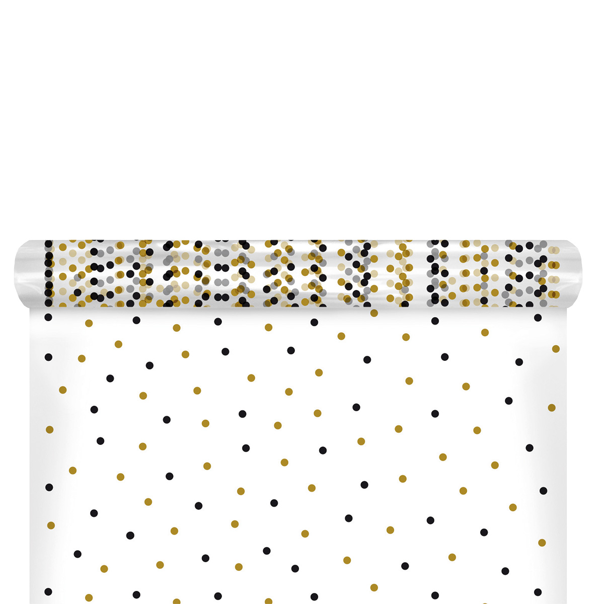 Film fleuriste - Film polypropylène à pois or et noir 80 cm x 120 m 40µ - Films polypropylène à motifs