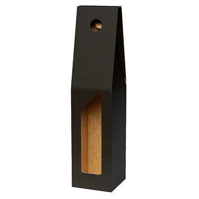 Coffret bouteille de vin avec poignée et fenêtre - 1 bouteille - noir - 9 x 9 x 38 cm - Paquet de 50 - Coffrets pour bouteilles de vin, Boîtes pour bouteilles de vin