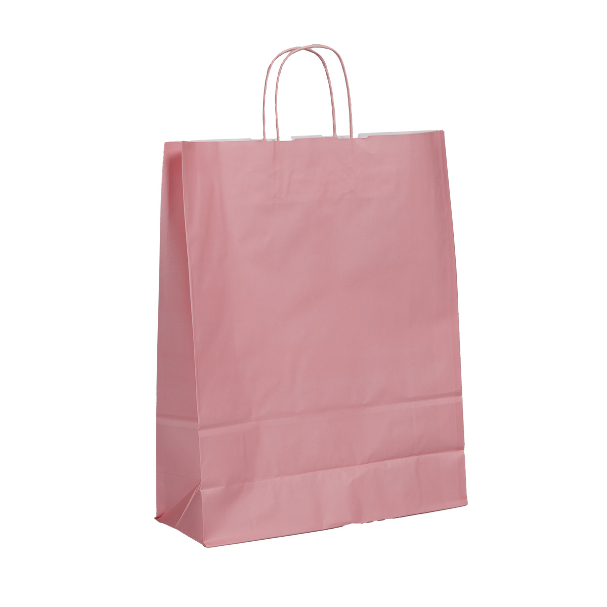 Sac kraft rose poudré à poignées torsadées 36+13x44,5cm 90g/m² (x50) - Sacs kraft couleur poignées torsadées