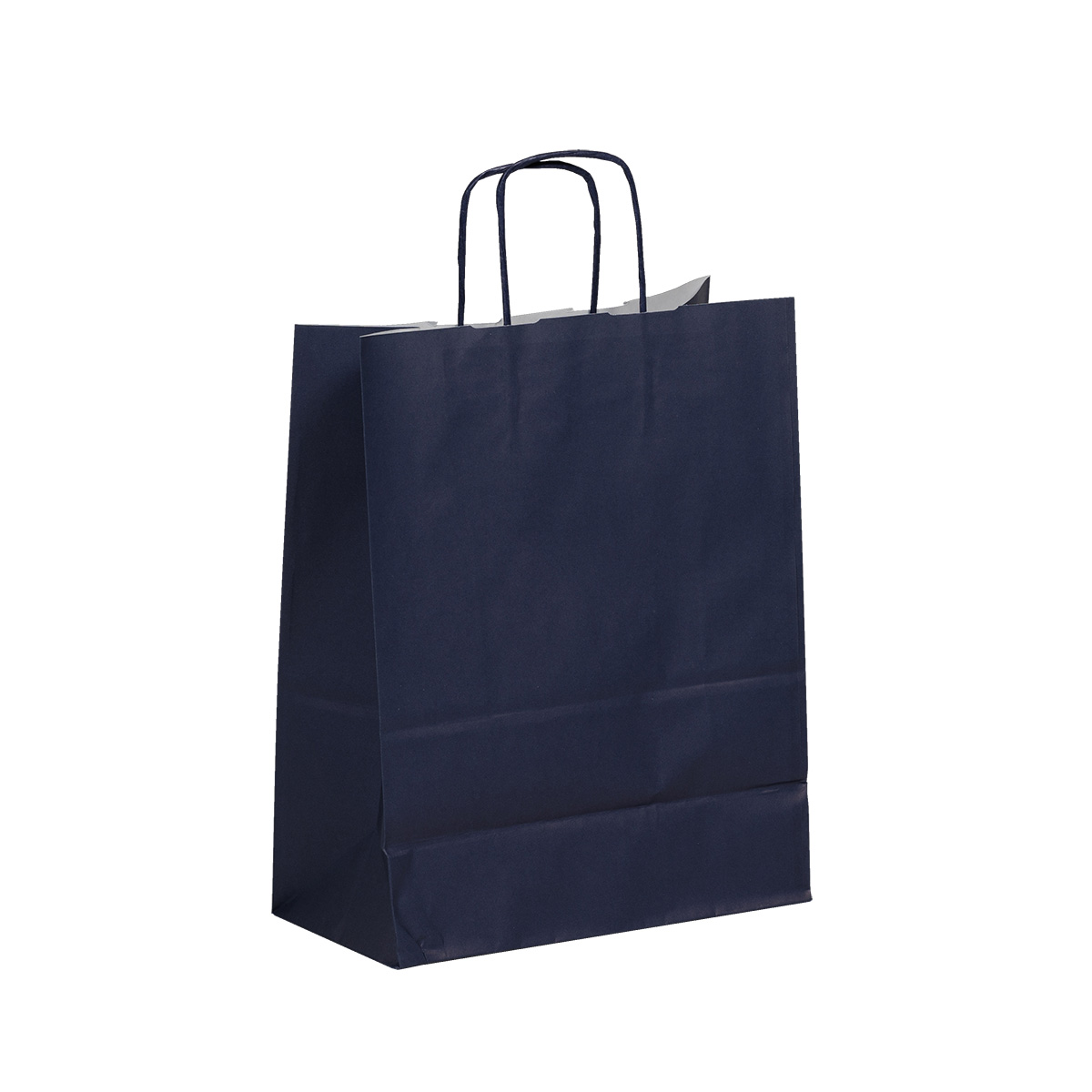 Sac kraft blue navy à poignées torsadées 24+12x31cm 90g/m² (x50) - Sacs kraft couleur poignées torsadées
