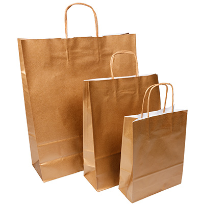 Sac kraft bronze à poignées torsadées 24+10x31cm 100g/m² (x50) - Sacs kraft métallisés poignées torsadées-3