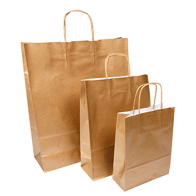 Sac kraft bronze à poignées torsadées 24+10x31cm 100g/m² (x50) - Sacs kraft métallisés poignées torsadées-4