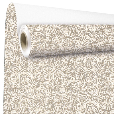 Papier cadeau couché blanc origami étoiles cuivre 70 cm x 100 m 70 g/m² – le rouleau - Papier cadeaux couchés à motifs-1