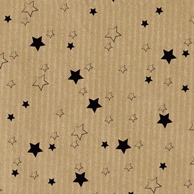 Papier cadeau kraft brun étoiles noires 70 cm x 100 m 60 g/m² - le rouleau - Papiers cadeaux kraft à motifs