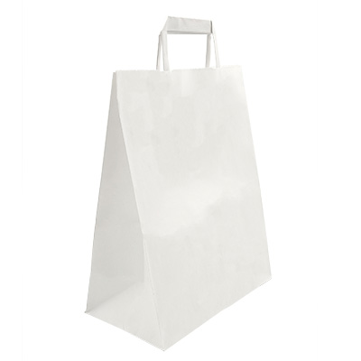 Sacs cabas kraft - Sacs kraft blanc poignées plates