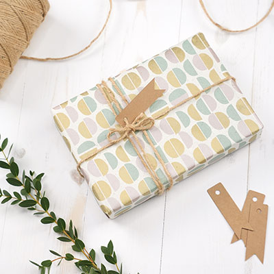 Papier cadeau Art Déco Pastel en herbe 70 cm x 50 m, 65 g/m² - Papiers cadeaux kraft à motifs-1