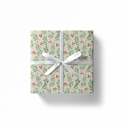 Papier cadeau herbe houx vert/rouge 70 cm x 25 m 65 g/m² – le rouleau - Papiers cadeaux kraft à motifs-3