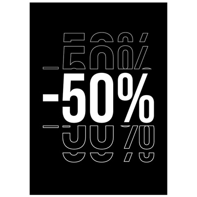 Etiquette -50% à trou 50 x 70 mm - Etiquettes Soldes - Paquet de 100 - Étiquettes Soldes