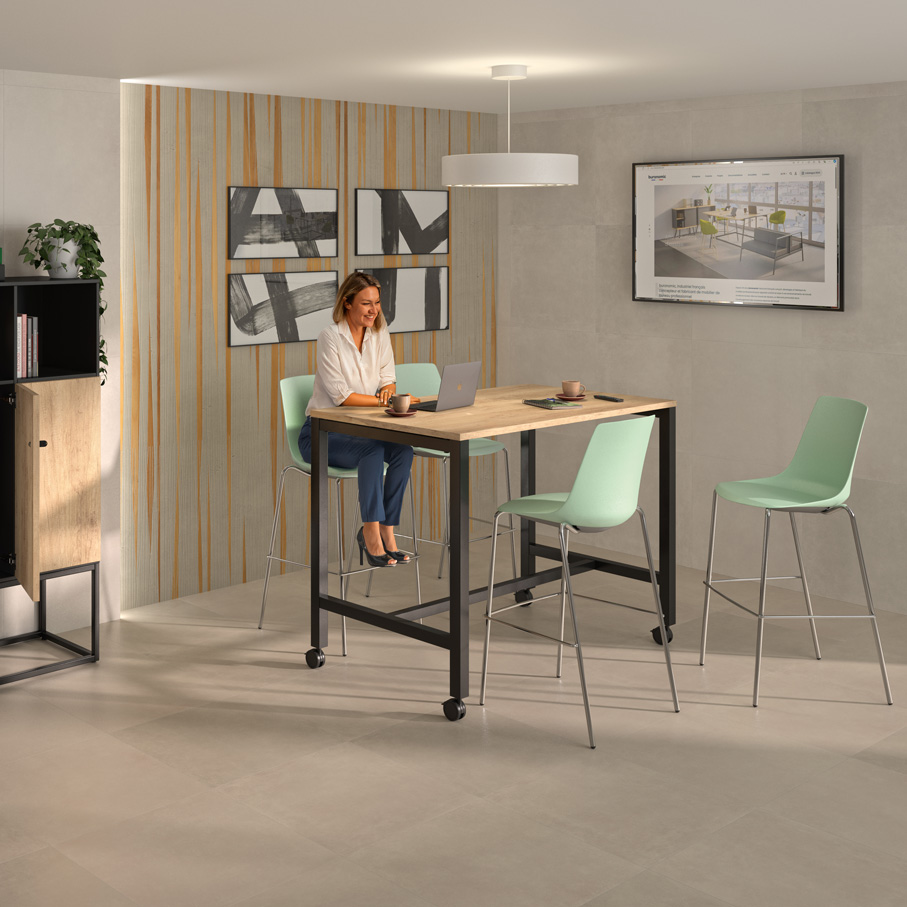 Table haute Astrolite 140 x 80 x H 105 cm noir/ nebraska - Buronomic© - Bureaux Astrolite-2