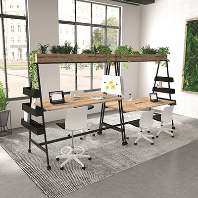 Table de réunion coworking Alto 90 x 140 x H 105 cm noir / nebraska - Buronomic© - Mobilier coworking