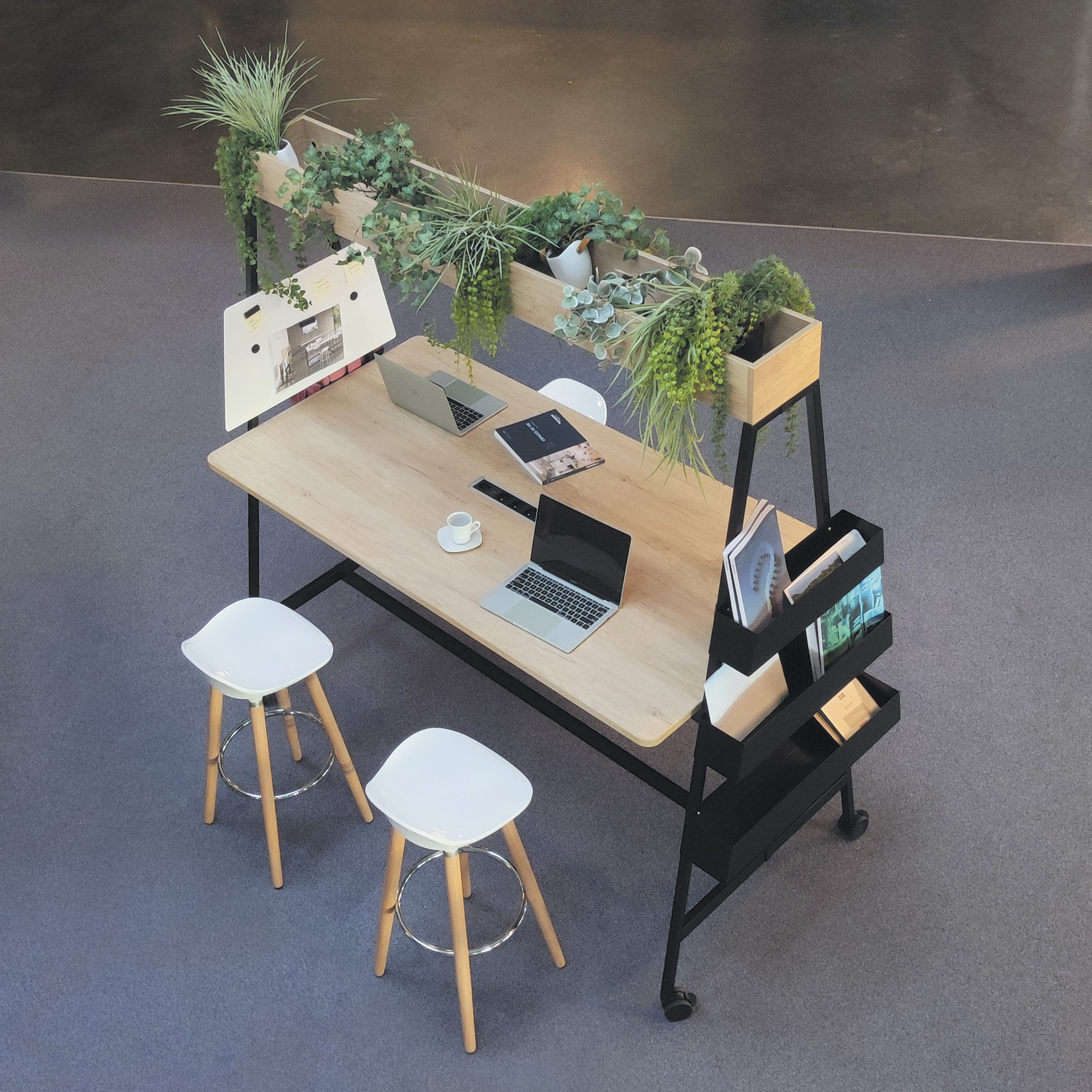 Table de réunion coworking Alto 90 x 140 x H 105 cm noir / nebraska - Buronomic© - Mobilier coworking-1