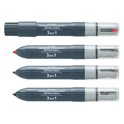 Marqueurs permanents à pointes fines coniques - 3 couleurs  - Marqueurs