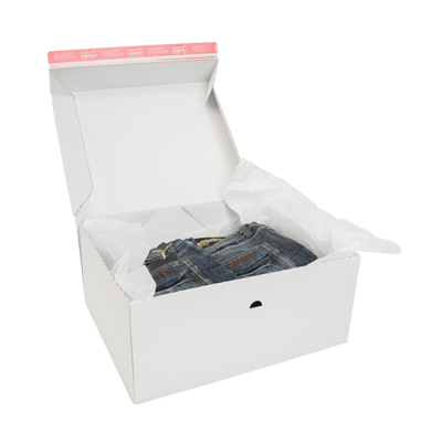 Boîte d'expédition blanche aller-retour fermeture adhésive 44,5x37,9x19,5 cm - Cartons d'expédition, Boîtes d'expédition-4