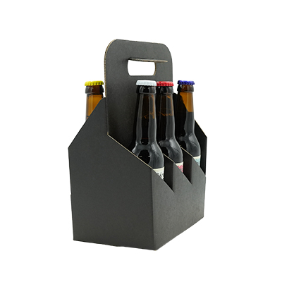 Porte-bouteilles carton kraft 6 bières Long Neck 33 cl noir 19,5 + 13 x 29 cm, paquet de 30 - Mètres de bières, Emballages pour bouteilles de bières-2