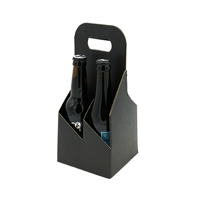 Porte-bouteilles carton 4 bières Long Neck 33 cl noir 13 x 13 x 29 cm - Mètres de bières, Emballages pour bouteilles de bières-1