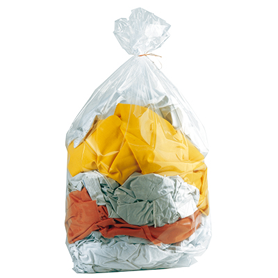 Sacs poubelle 130L transparent avec lien à nouer en PEBD 45µ, rouleau de 25 sacs - Sacs poubelle