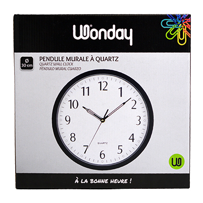 Horloge murale à quartz diamètre 30 cm noir - Horloges-2