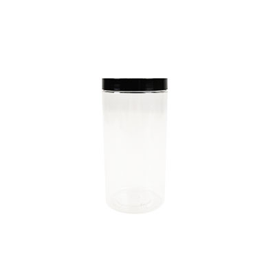 Pot PET cylindrique transparent avec couvercle vissant noir - 500 ml - carton de 135 unités - Bouteilles et pots cylindriques-1