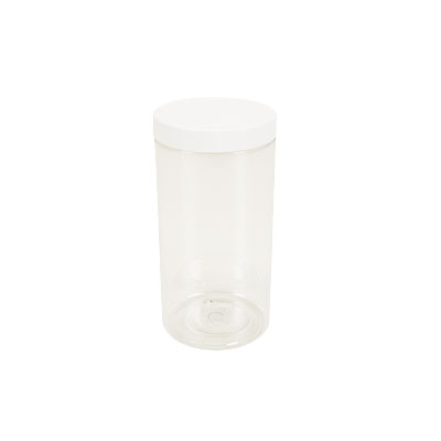 Pot PET cylindrique transparent avec couvercle vissant blanc - 500 ml - carton de 135 unités - Bouteilles et pots cylindriques