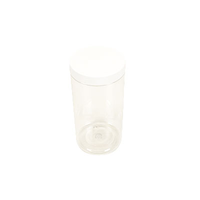 Pot PET cylindrique transparent avec couvercle vissant blanc - 500 ml - carton de 135 unités - Bouteilles et pots cylindriques-1