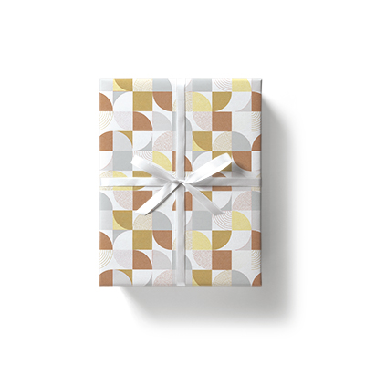 Papier cadeau patchwork seventies 70 cm x25 m 65g/m², gris / brun / blanc - Papier cadeaux couchés à motifs-1