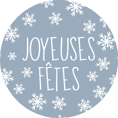 Étiquettes cadeaux adhésives rondes Joyeuses Fêtes bleu/blanc ø35 mm – Paquet de 500 - Étiquettes cadeaux adhésives